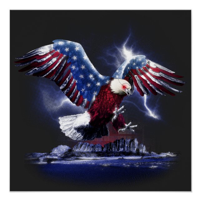 Póster Adler mit Flügeln der amerikanischen Flagge (Anverso)