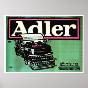 Póster ADLER TYPEWRITERS Plakatstil Lucien Bernhardt Ad