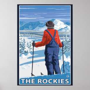 Póster Admiración de esquiadores - Las Rockies