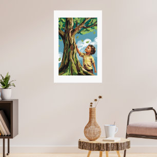 Póster Admiración de Niño: Poster Vibrante del Árbol Mode
