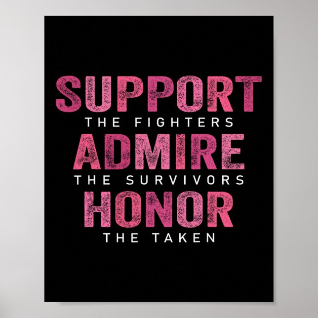 Póster Admire el apoyo al cáncer y honre las advertencias (Frente)