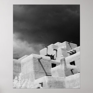 Póster Adobe estilo Pueblo Inn en Loretto, Santa Fe, Nuev