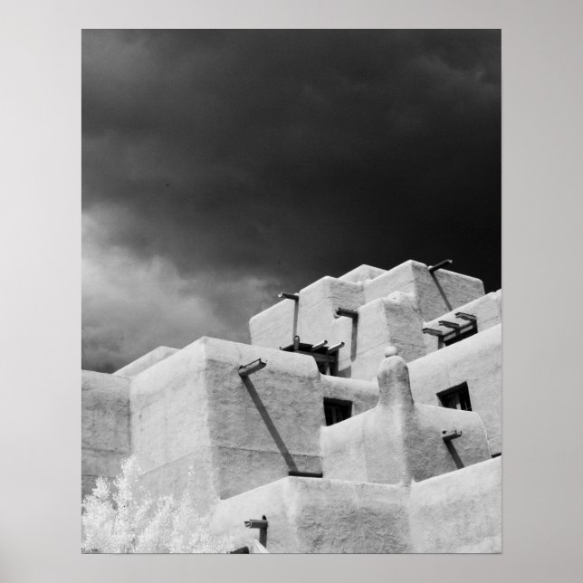 Póster Adobe estilo Pueblo Inn en Loretto, Santa Fe, Nuev (Frente)