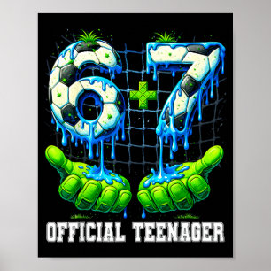 Póster adolescente de 13 años 6+7 fútbol goteo cumpleaños