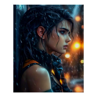 Póster Adolescente en la lluvia