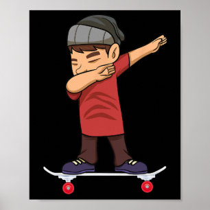 Póster Adolescente en monopatín regalo para patinador