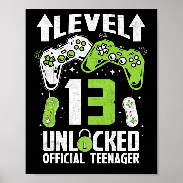 Póster Adolescente oficial 13° nivel de cumpleaños 13 des (Frente)