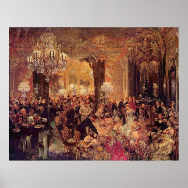 Póster Adolph von Menzel Supper at the Ball (Frente)