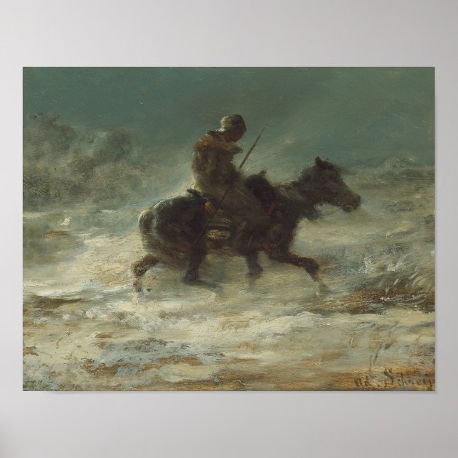 Póster Adolphe Schreyer - Hombre con lanza (Frente)