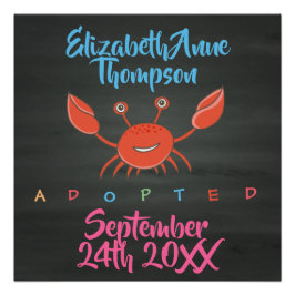 Póster Adopción de cangrejo adoptado - Fecha de nombre pe