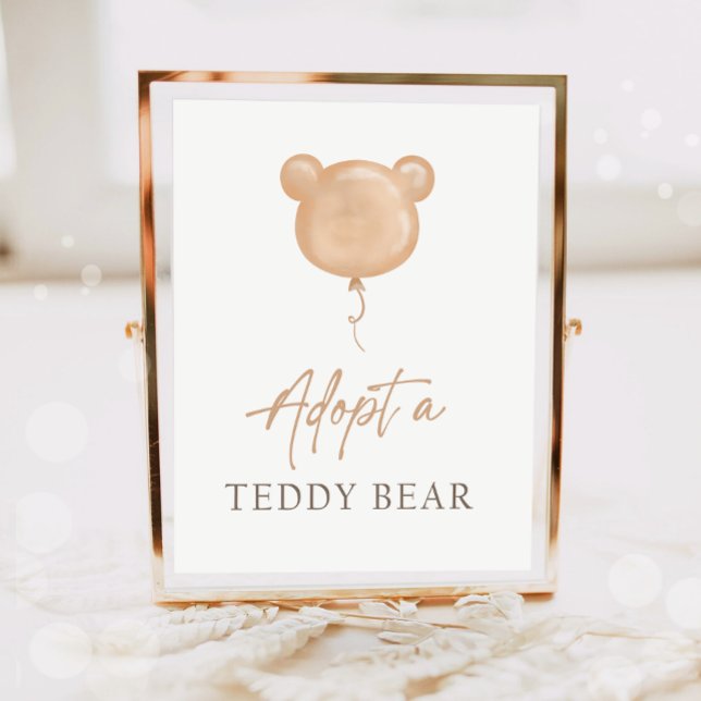 Póster Adopt a Teddy Bear Balloon Boho Adoption Birthday  (Subido por el creador)