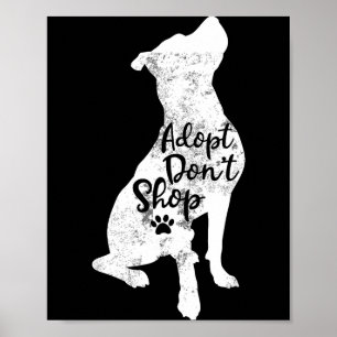 Póster Adopta No Compres Rescate Tbull Raza de Perro T Bu
