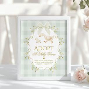 Póster Adopta un ganso tonto cumpleaños 1er género neutra
