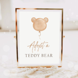 Póster Adopta un Oso de Peluche Globo Boho Adopción Cumpl