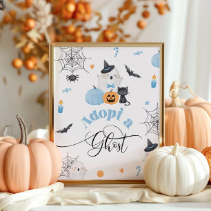 Póster Adopta una fiesta de cumpleaños azul de Halloween 