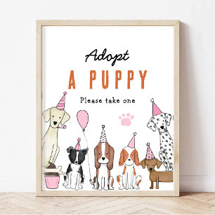 Póster adoptar el Rótulo de mesa de la fiesta de cumpleañ