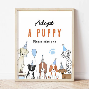 Póster adoptar el Rótulo de mesa de la fiesta de cumpleañ