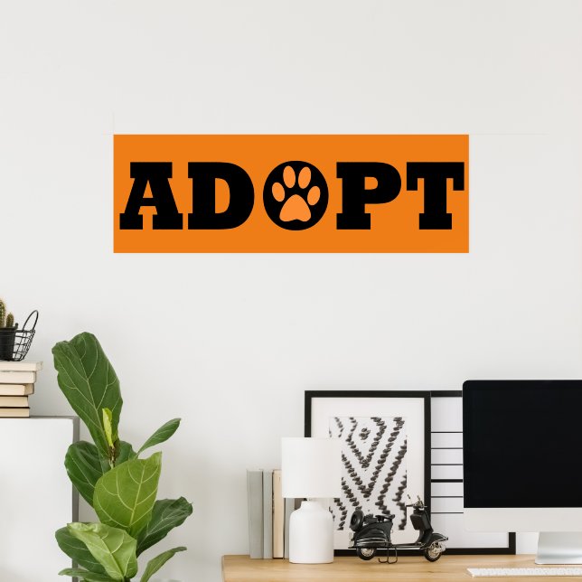 Póster Adoptar mascotas (Oficina en casa)