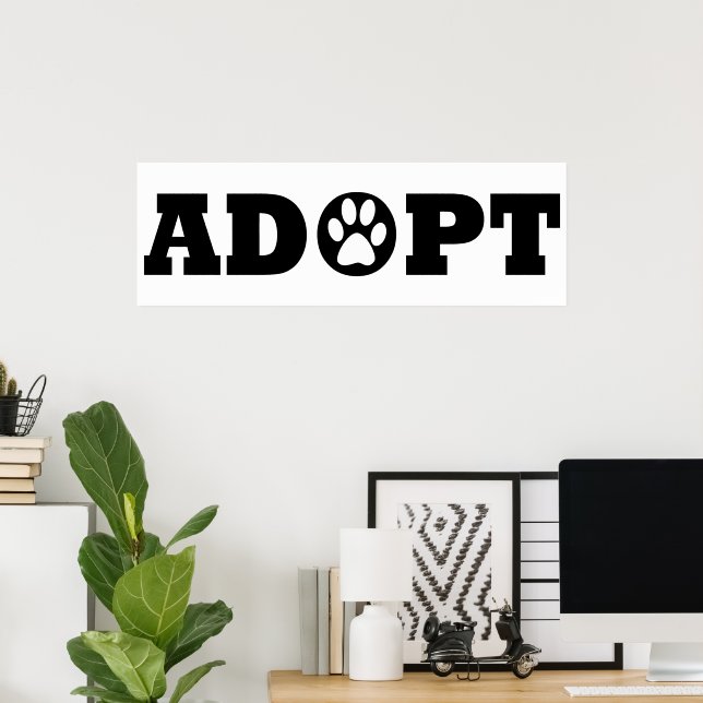 Póster Adoptar mascotas (Oficina en casa)