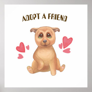 Póster adoptar niños perros