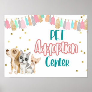 Póster Adoptar un cachorro, un fiesta de Papas, un niño,