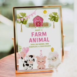 Póster Adoptar un Chica de crianza de animales de granja