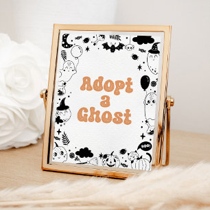 Póster Adoptar un fantasma Naranja Fantasma Halloween Cum