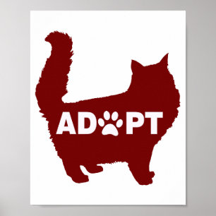 Póster Adoptar un gato para los amantes del gato y los pr