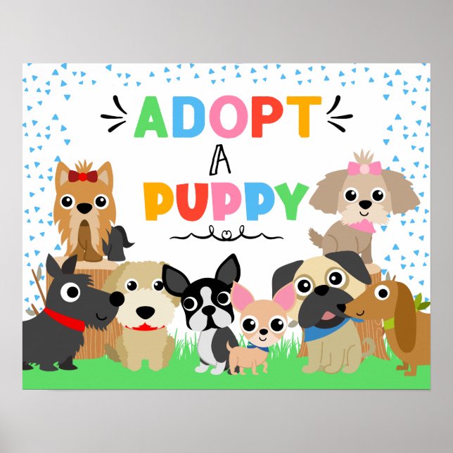 Póster Adoptar Un Rótulo Fiesta De Adopción Mascota De Ca (Frente)