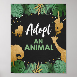 Póster Adoptar una fiesta de cumpleaños de oro para el sa