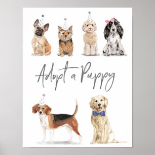 Póster Adoptemos un Rótulo de cachorros