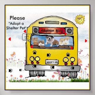 Póster Adoption Bus for Cat's & Dog's Poster