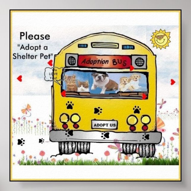 Póster Adoption Bus for Cat's & Dog's Poster (Frente)