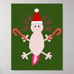Póster Adorable Ajolote de Navidad