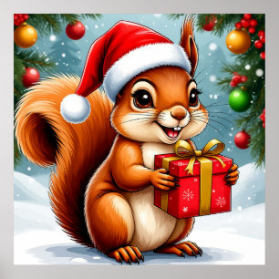 Póster Adorable ardilla de dibujos animados