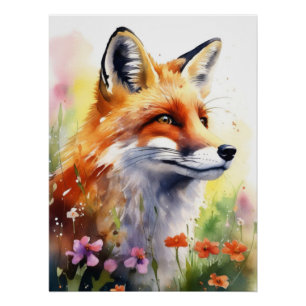 Póster Adorable arte de retrato de Fox