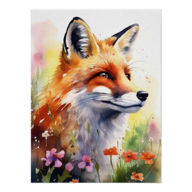 Póster Adorable arte de retrato de Fox (Anverso)