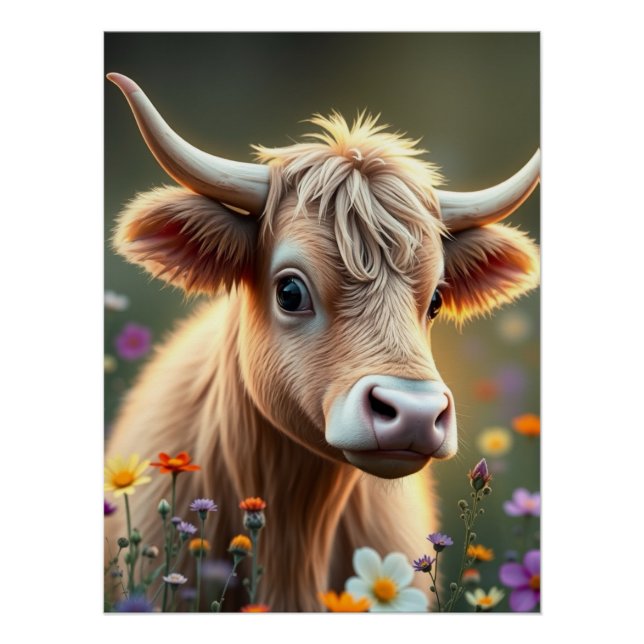 Póster Adorable arte de vaca (Anverso)