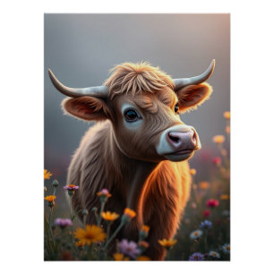 Póster Adorable arte de vaca