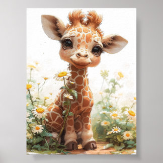 Póster Adorable Baby Giraffe