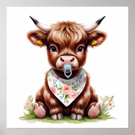 Póster Adorable Baby Highland Cow