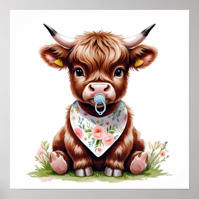 Póster Adorable Baby Highland Cow (Frente)