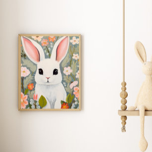 Póster Adorable Baby Rabbit Nursery Wall Art Poster