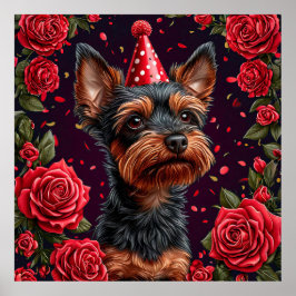 Póster Adorable cachorro celebrando el cumpleaños