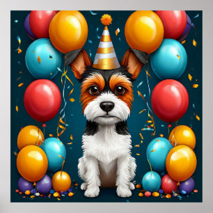 Póster Adorable cachorro celebrando el cumpleaños
