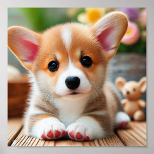 Póster adorable cachorro de Pembroke Welsh Corgi