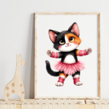 Adorable Calico Kitten Ballerina en Tutu Rosa
