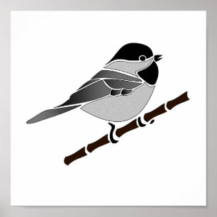 Póster Adorable Carolina Chickadee Cartoon