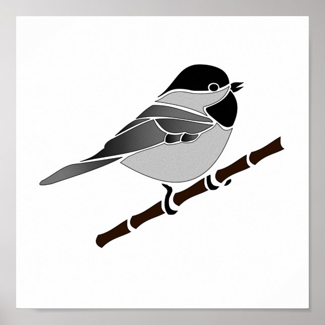 Póster Adorable Carolina Chickadee Cartoon (Frente)