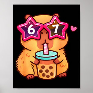 Póster Adorable carpincho amante del té de burbujas 6 7 m